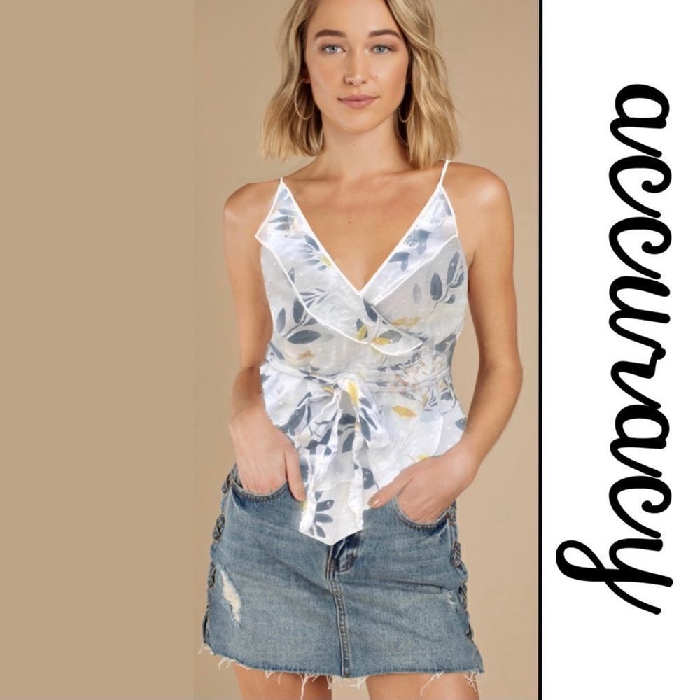 Accuracy Belted Surplice Floral Tank